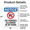 Signmission No Horses Allowed In RV Park, 18 in W x Rectangle, Aluminum OS-2PACK-NS-A-1824-V-14656 - alternate 5